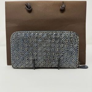 Authentic Bottega Veneta Intrecciato Genuine Python Wallet W/bag &COA EUC
